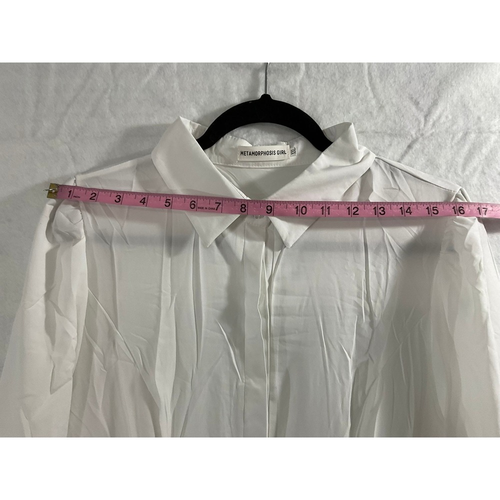 Metamorphosis Girl Maxi Shirt Dress Womens XXL White Long Sleeve Button Front - Picture 8 of 12